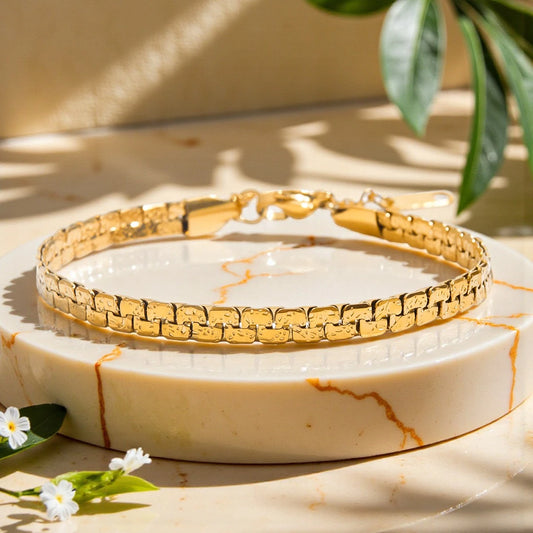 The Textured Brick Link Chain Bracelet