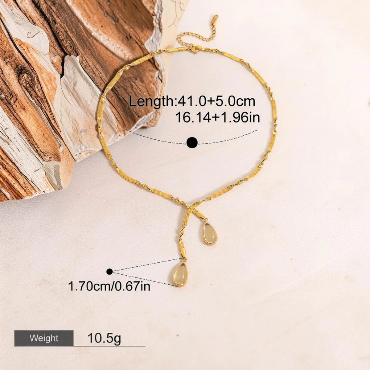 The Atelier Twisted Herringbone Teardrop Lariat Necklace
