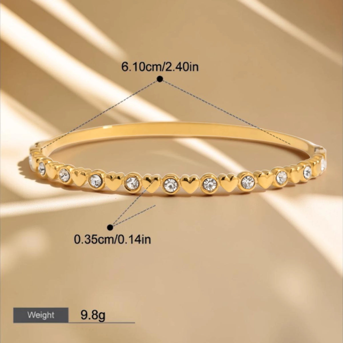 Heart bangle styled on the wrist