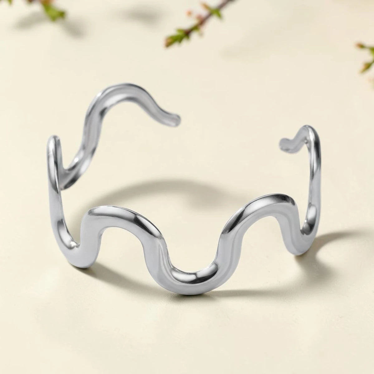 The Sol Sculptural Wave Open Cuff