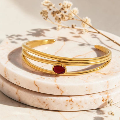 De "Aura" saffieren baguette & gouden kraal splitarmband