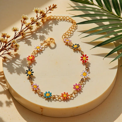 The Vibrant Enamel Daisy Chain Bracelet