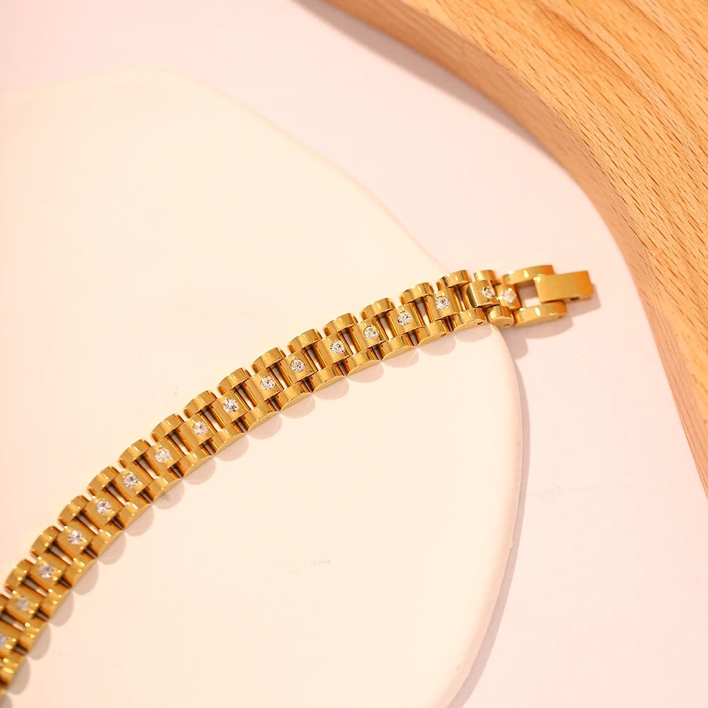 The Iced Watch-Link Statement Bracelet