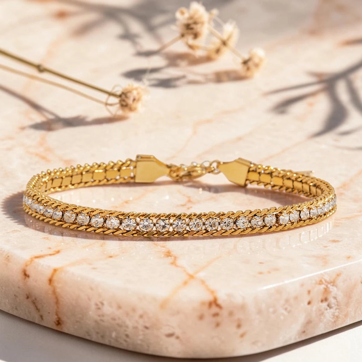 The Crystal Curb Chain Hybrid Bracelet