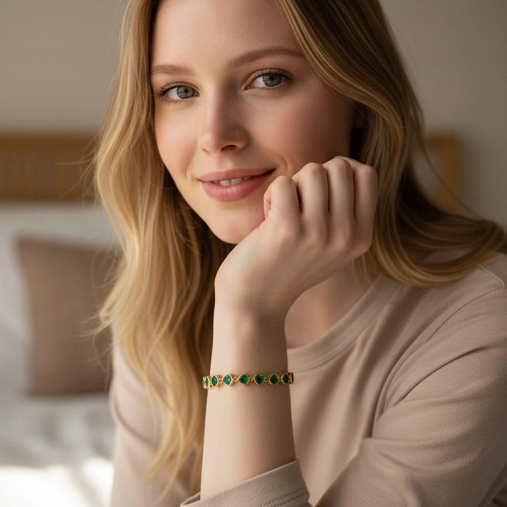 The Emerald Heart Tennis Bracelet