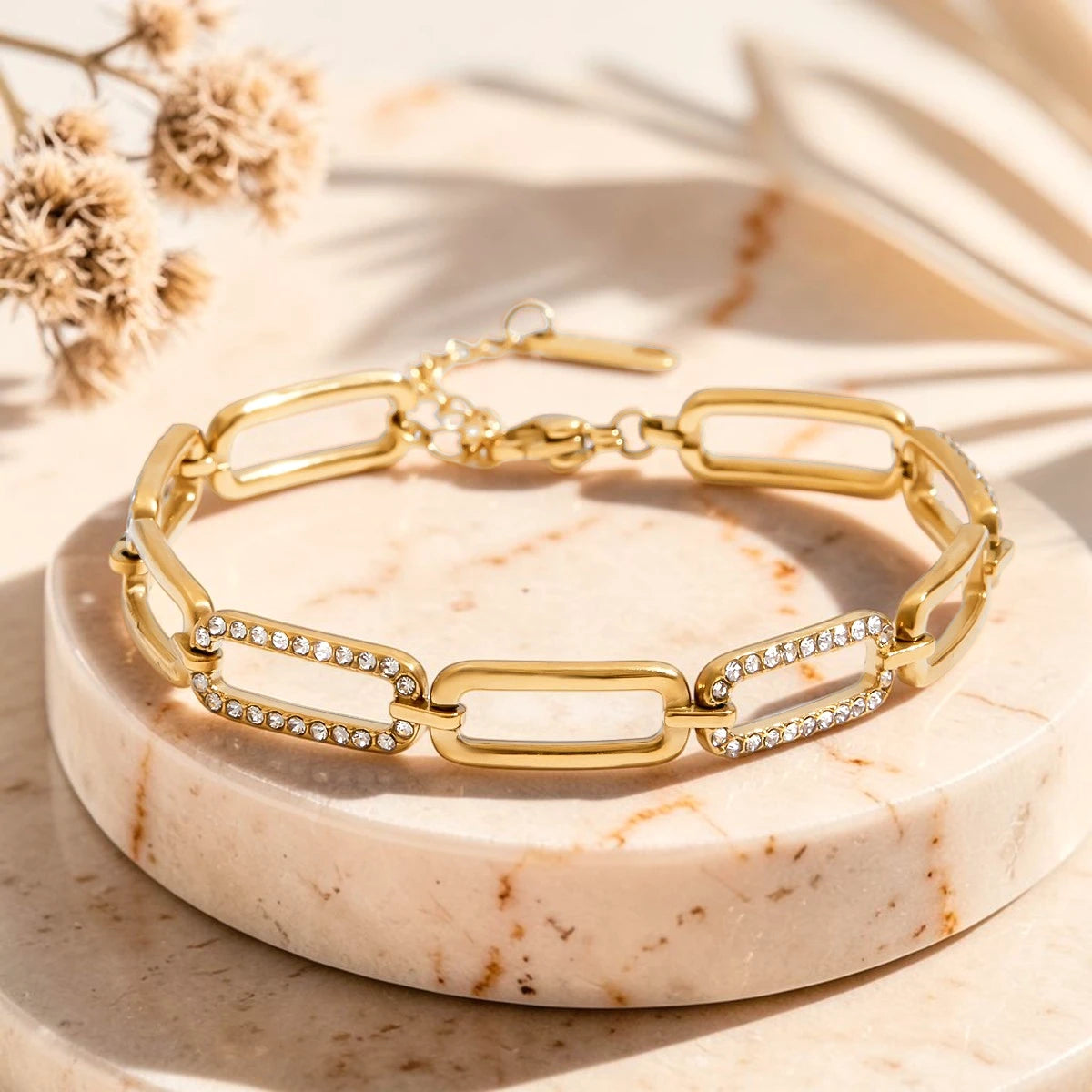 The Lumina Pavé Paperclip Chain Bracelet