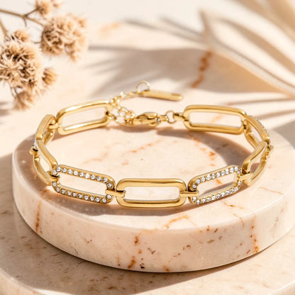 The Lumina Pavé Paperclip Chain Bracelet