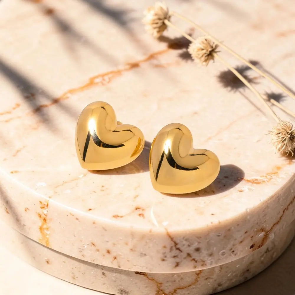 The Sculptural Puffed Heart Statement Stud Earrings