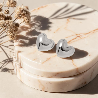 The Sculptural Puffed Heart Statement Stud Earrings