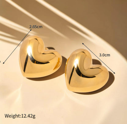 The Sculptural Puffed Heart Statement Stud Earrings