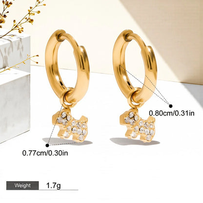 The Pave Crystal Dog Charm Drop Huggies