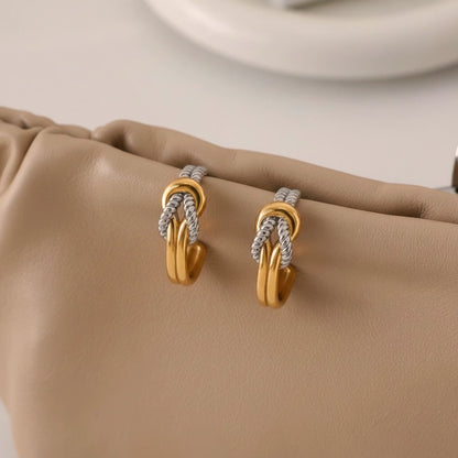 The Tied Rope Two-Tone Knot Hoop Earrings