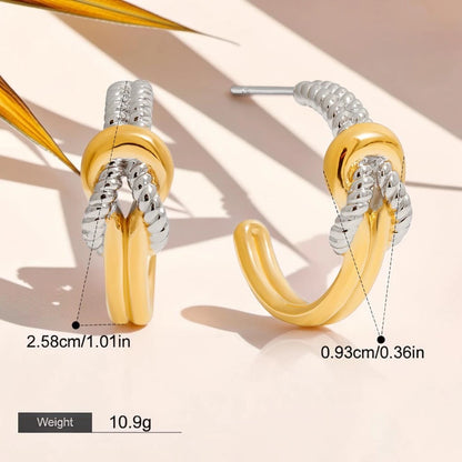 The Tied Rope Two-Tone Knot Hoop Earrings
