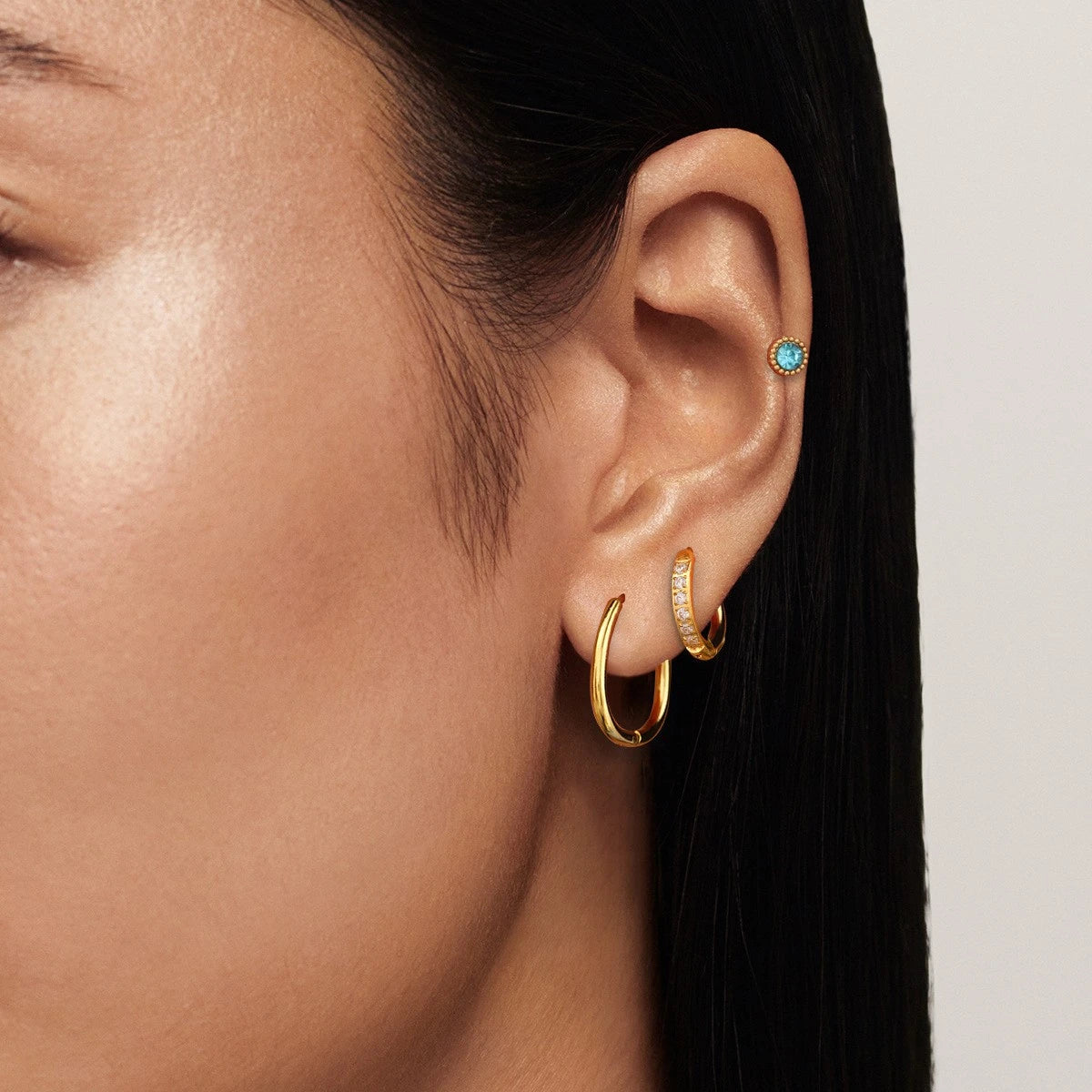 The Siren Organic Oval Huggie Hoops