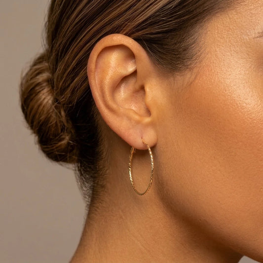 The Solaria Diamond-Cut Textured Hoops
