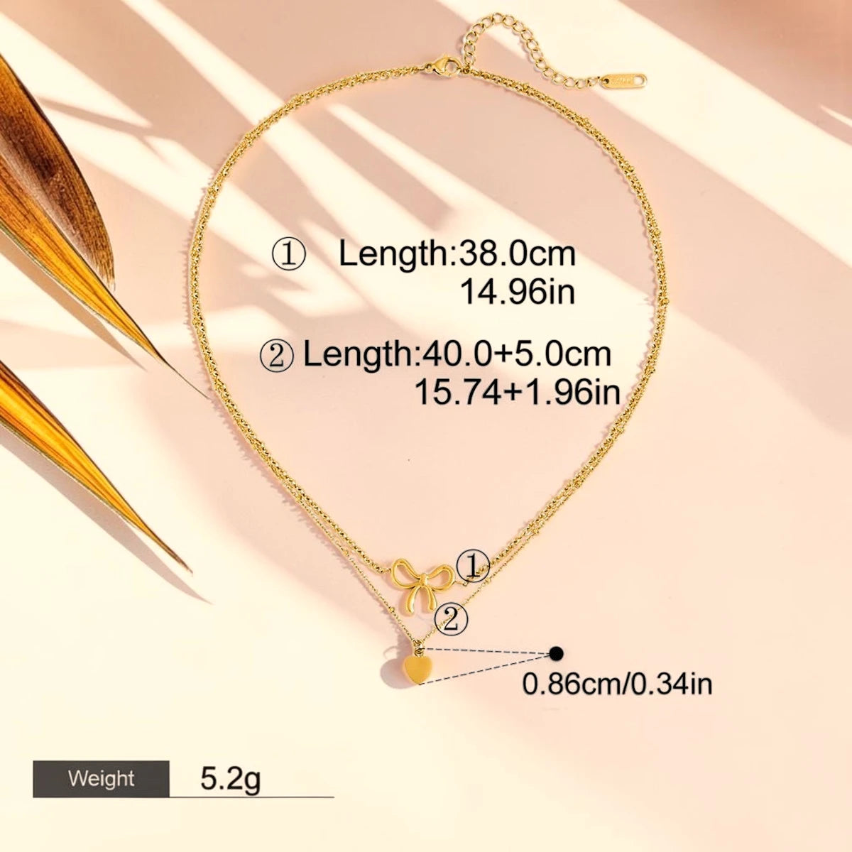 The Amor Layered Bow & Heart Pendant Necklace Set