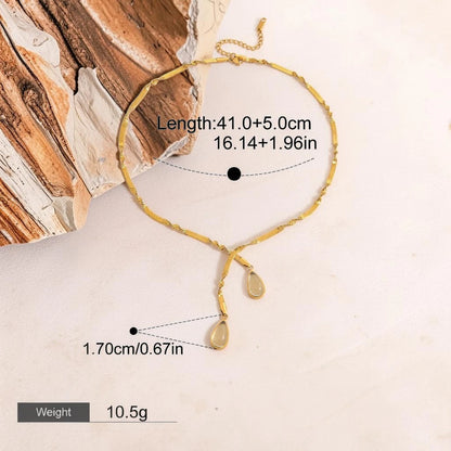 The Atelier Twisted Herringbone Teardrop Lariat Necklace